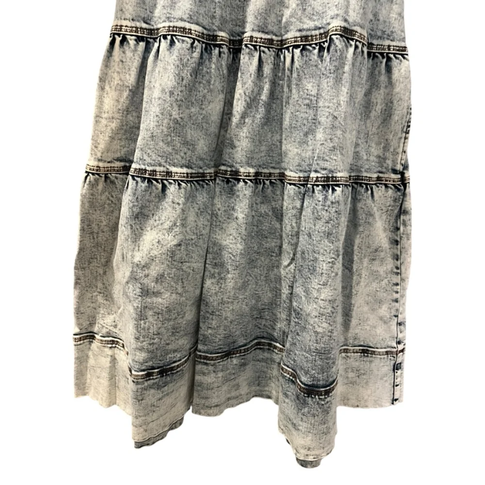 Ulla Johnson Denim Blue Jeans Dress Washed Out Acid Size 8 Square Neck $510 - Picture 9 of 13